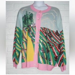 Queen of Sparkles Wicked Sequin Yellow Brick Road Cardigan Sweater Size: 3X Oz